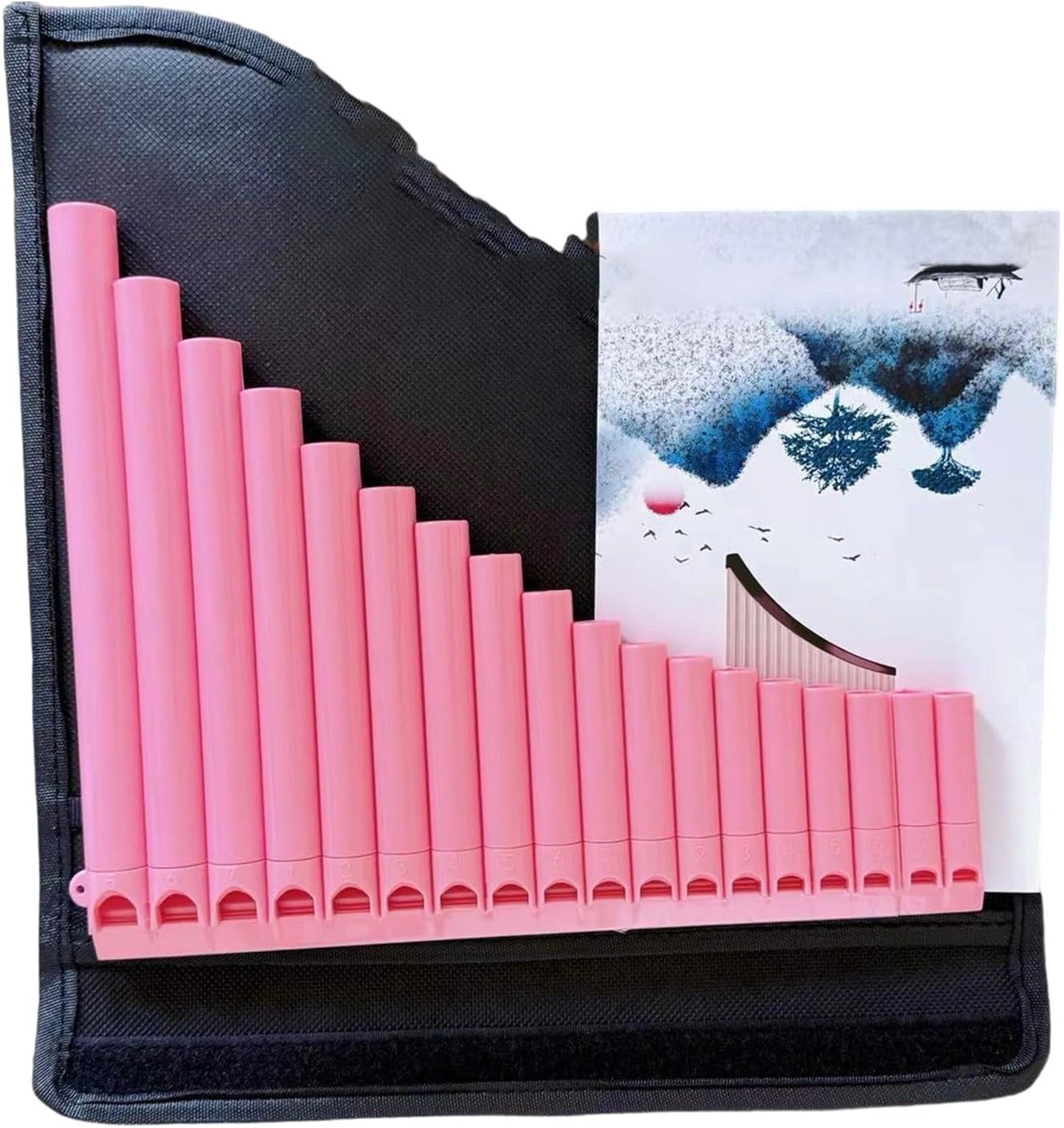 25 Pipe C Key Pan Flute Colorful Professional Teaching Practice Playing Pan Flute 16 18 Wind Instruments(16 pink)