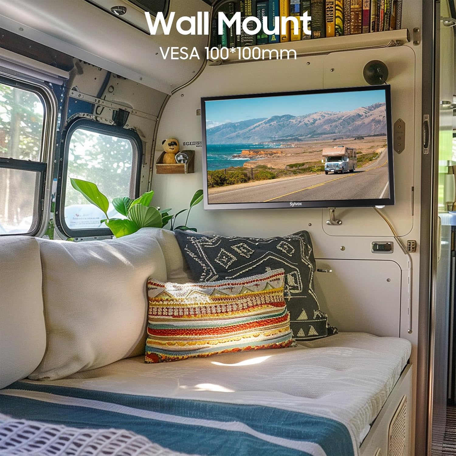 SYLVOX 27'' RV Smart TV with DVD Player + Corner Wall Mount, 12V/AC HDTV for Campers & Travel, Swivel & Tilt Bracket