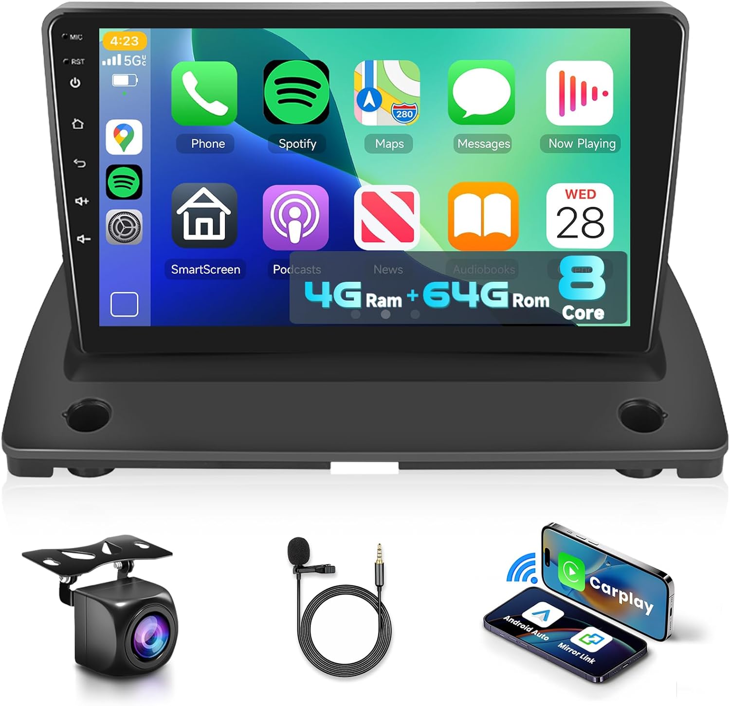 8 CORE 4G+64G Car Radio Stereo for Volvo XC90 2002-2014 with Wireless CarPlay/Android Auto,9 Inch IPS Touch Screen Android 13 GPS WiFi Bluetooth 32-Band DSP HD Backup Camera