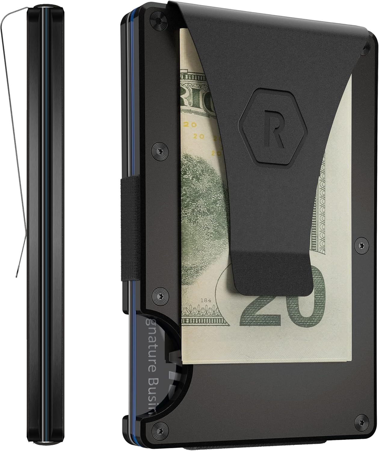 The Ridge Wallet - Slim Minimalist Compact Wallet and Card Holder| RFID Protected Front Pocket Wallets | Integrated Money Clip | Royal Black