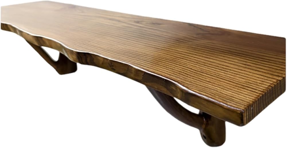 Vintage Floating Shelf Wall Mount, Rustic Solid Wood Display Rack, Irregular Edge, for Home Coffee Bar(80x15cm/31x5.9in)