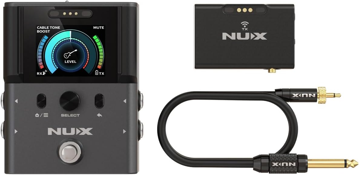 NUX B-8 Wireless System for Guitar, Bass, Various Instruments with Electronic Pickups. Built in Booster/Tuner. Wireless Solution for Gigging, Home Playing