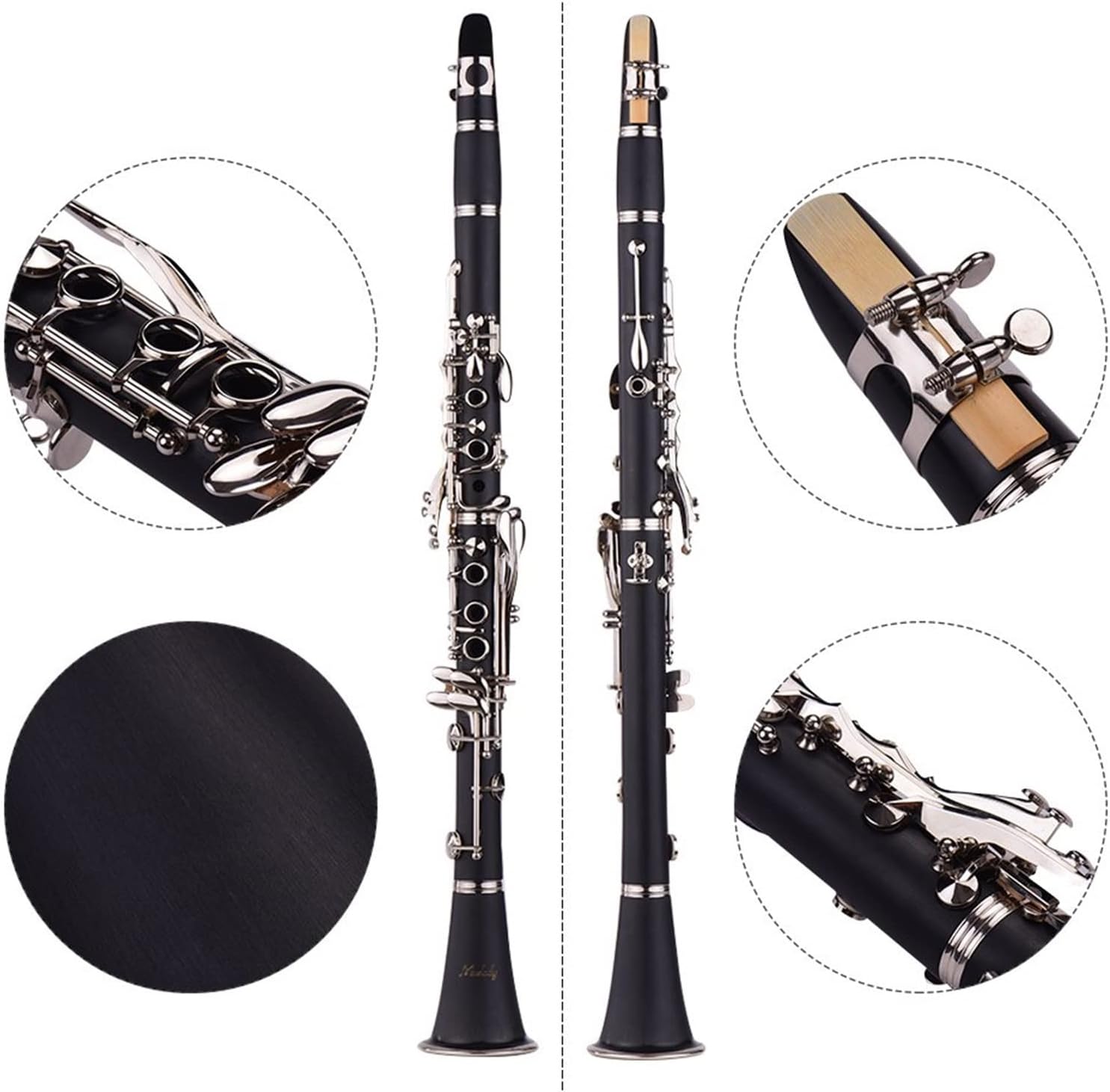 17-Key ABS Clarinet Bb Flat with Carry Case Gloves Cleaning Cloth Mini Screwdriver Reed Case Reeds Woodwind Instrument Professional Clarinet