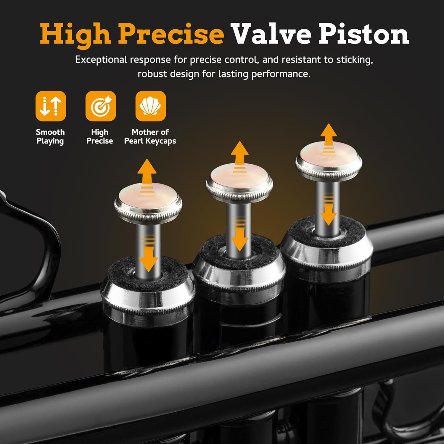 CAHAYA Bb Trumpet Instrument Trompeta: Student Trumpet with Hard Case 7C Mouthpiece Gloves Standard Trumpets for Beginners or Advanced Students Black