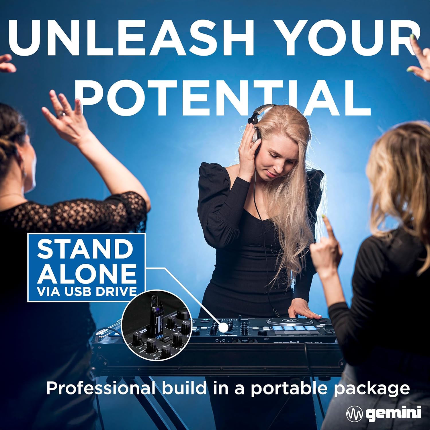 Gemini Sound GMX Versatile DJ Controller & Media Player - Compact USB/MIDI System with VirtualDJ LE, Ideal for Mobile DJs & Live Performances