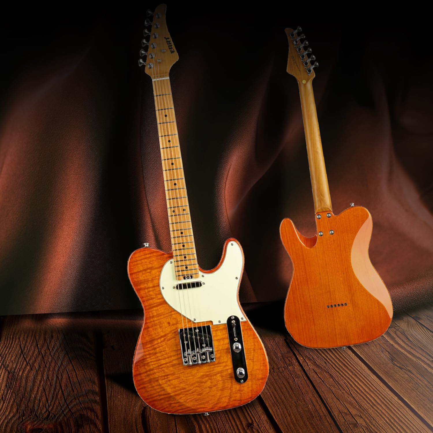 EART NK-C1 Soild Body Electric Guitar - Roasted Mahogany/Flame Maple Body & Maple Neck, Stainless Steel Frets, Bone Nut, Artones-TSC Pickups, Vintage Tones