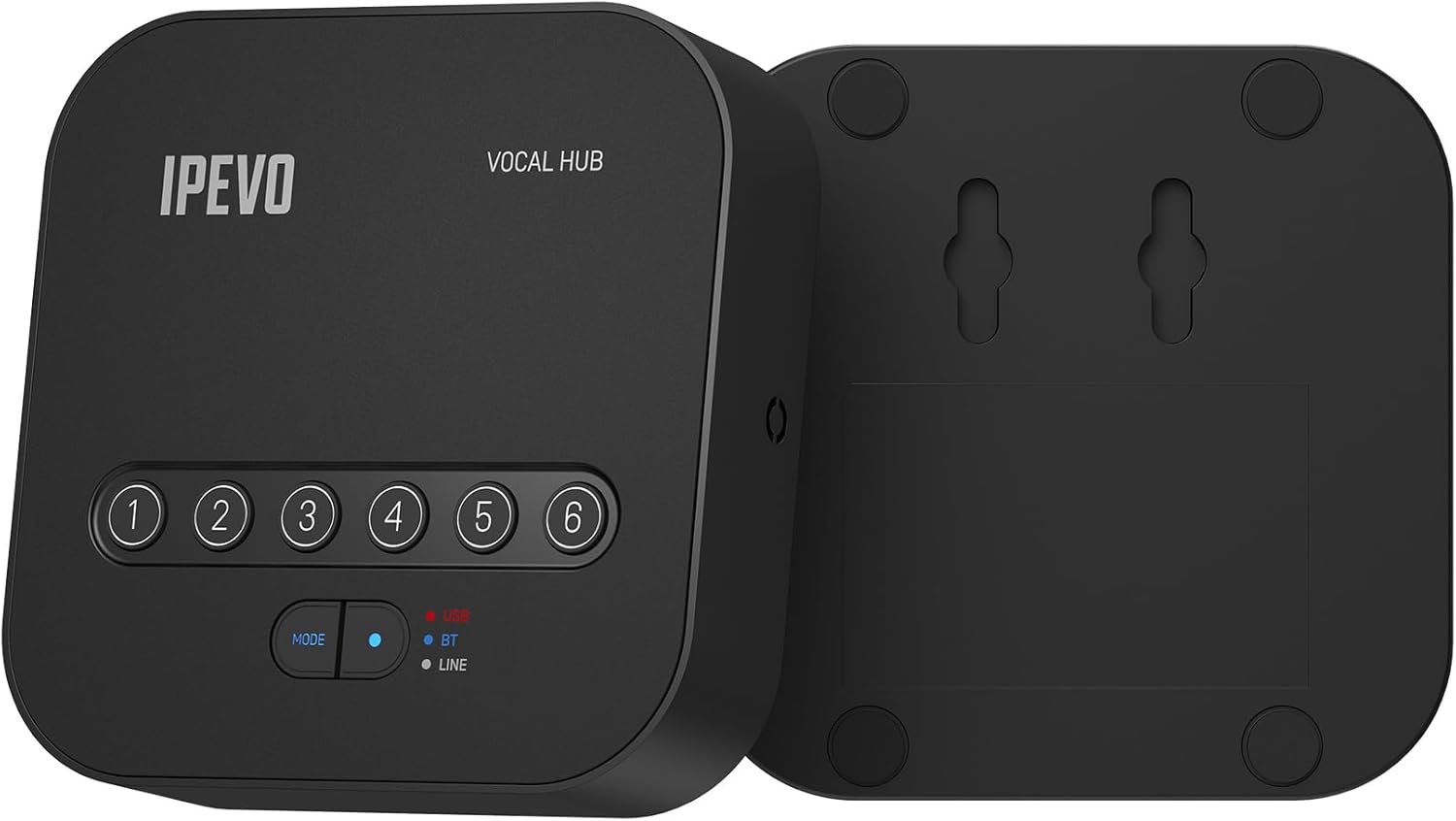 IPEVO Vocal HUB Wireless Pair up to 6 Conference Speakers/Microphones Vocal, 360°Voice Pickup, Two-WayAI Noise Reduction, Audio Synchronization, USB or Bluetooth or Line in/Out Connected Modes