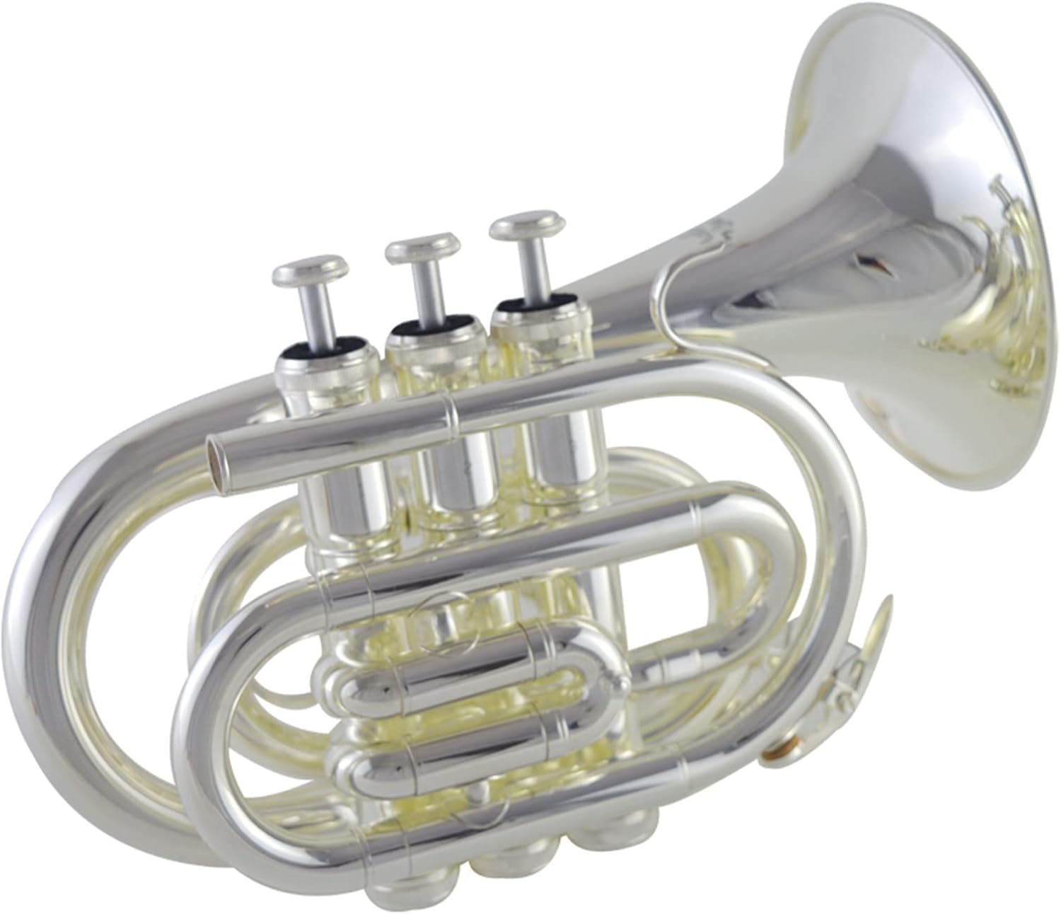 KESHUO Hand Pocket Size Portable Trumpet Instrument B Flat Silver Plated Wind Instrument Trumpets