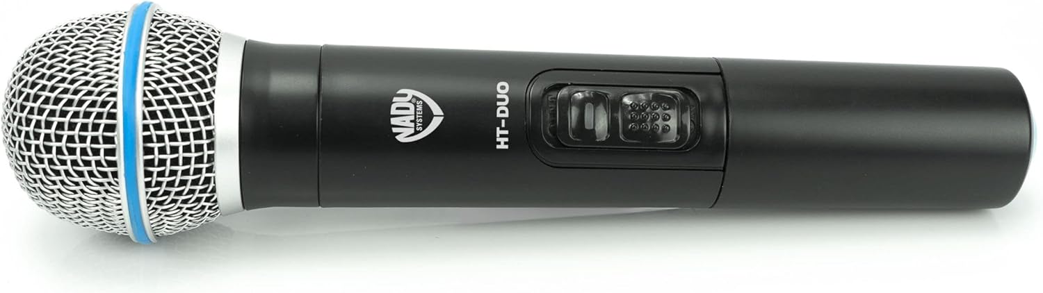 Nady DKW-Duo-HT Channel (B/D) VHF Dual Wireless Handheld Microphone System – Includes 2 Microphones, AC Adapter and Audio Cable