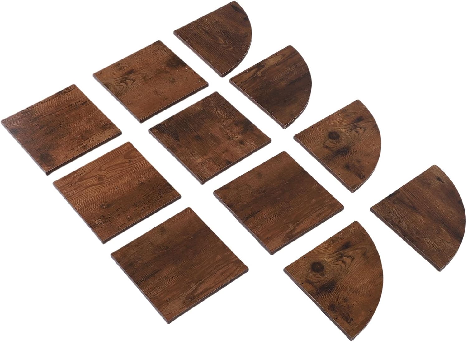 Asixxsix Corner Shelf Wall Mount, 6 Square Board, 5 Arc Board Easy to Clean Corner Shelf Space Maximization Wood Floating Corner Shelves for Bedroom Living Room Bathroom Kitchen