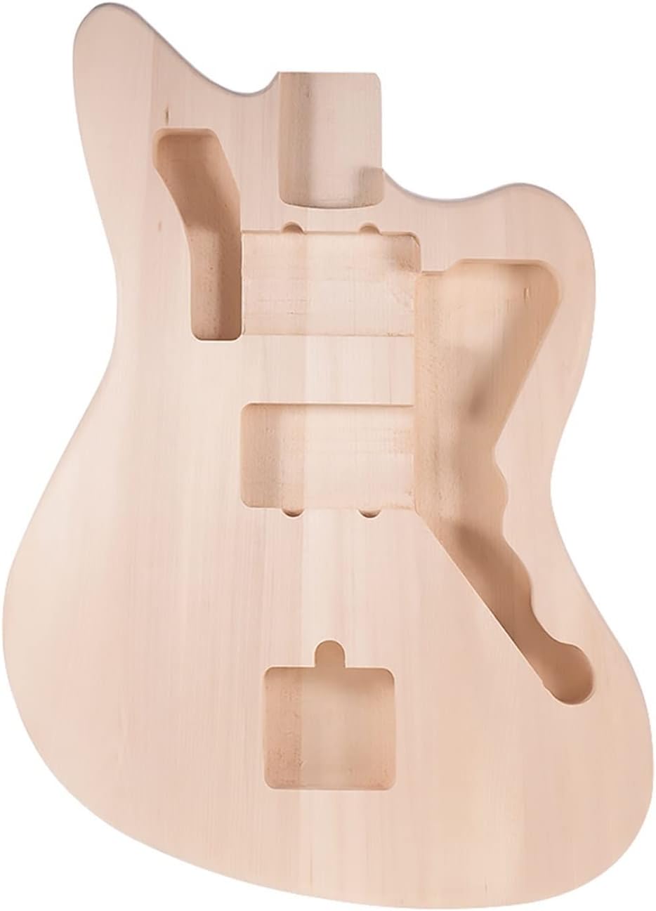 FLFL DIY Electric Guitar Unfinished Body Basswood Guitar Body Replacement Guitar Parts Unfinished Guitar Kit
