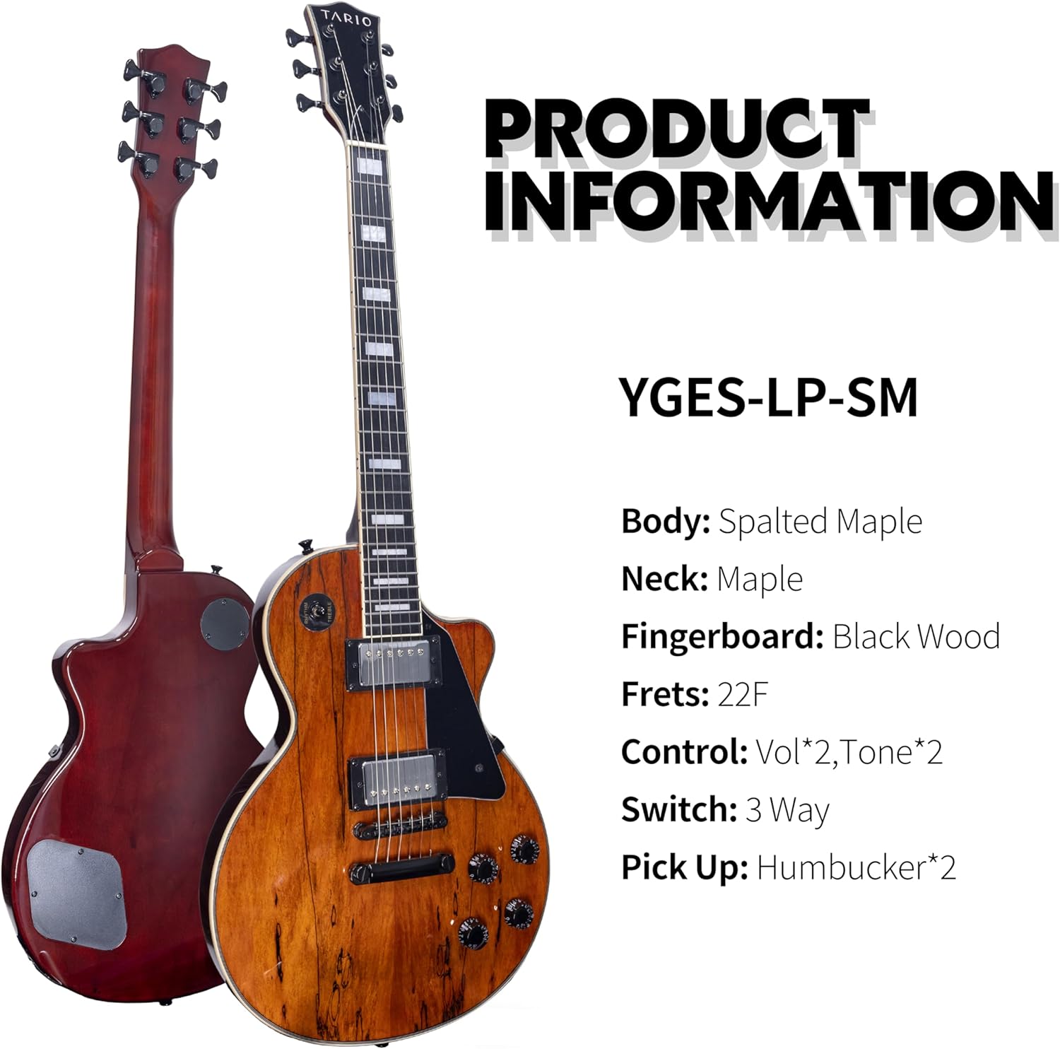 Tario Electric Guitar Spalted Maple Top with Okoume Body Maple Neck