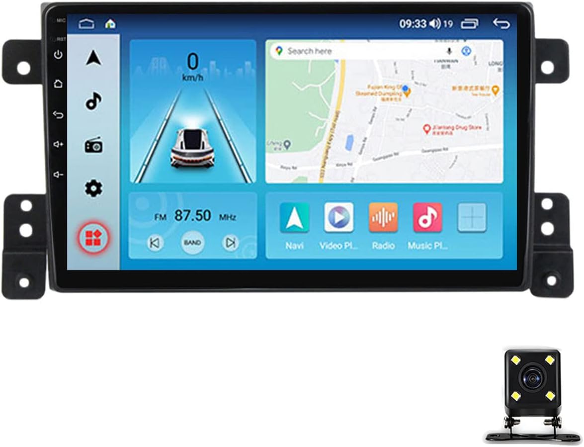 9 Inch Android Stereo Bluetooth Car Radio with Backup Camera Touchscreen MP5 Player for Suzuki Vitara 2005~2015 Double DIN Car Stereo Support Carplay/Auto/Mirror Link/FM/USB/DSP