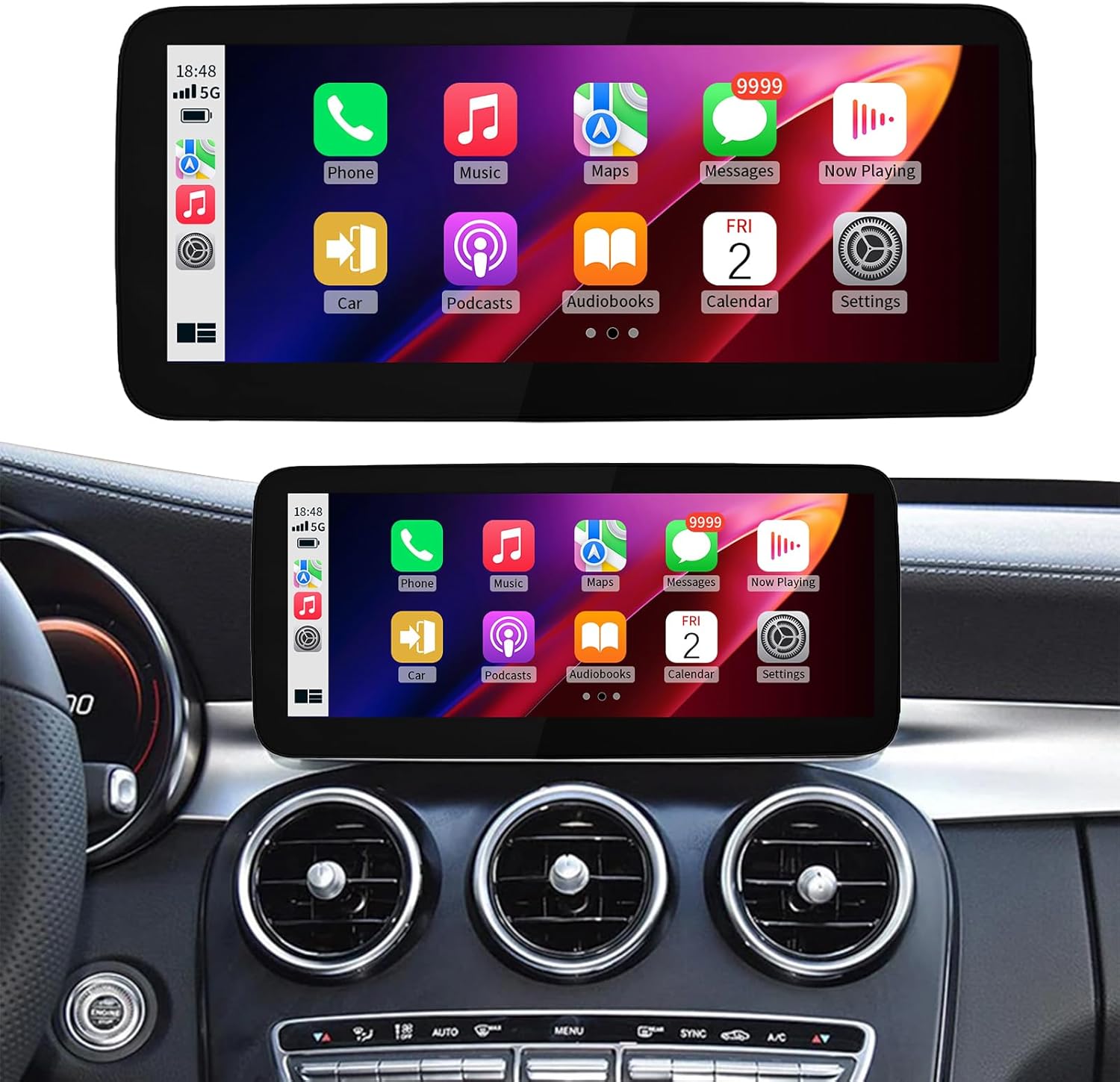 Wireless CarPlay/Android Auto 10.25/12.3 Inch Touchscreen for Mercedes Benz C/GLC W205 X253 (2015-2018) with NTG5.0/5.1/5.2, Car Radio Receiver, Multimedia, Bluetooth, Car Stereo (10.25inch)