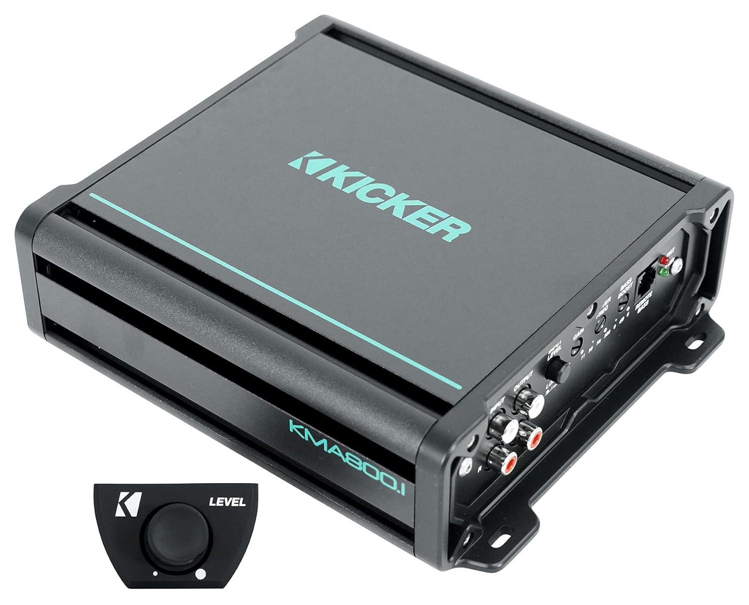 KICKER 48KMA8001 800 Watt 1-Ohm Marine/Boat Mono Amplifier Bundle with KICKER 48KMBLC Wired Bass Level Controller for KMA.1 and KXMA.5 Amps