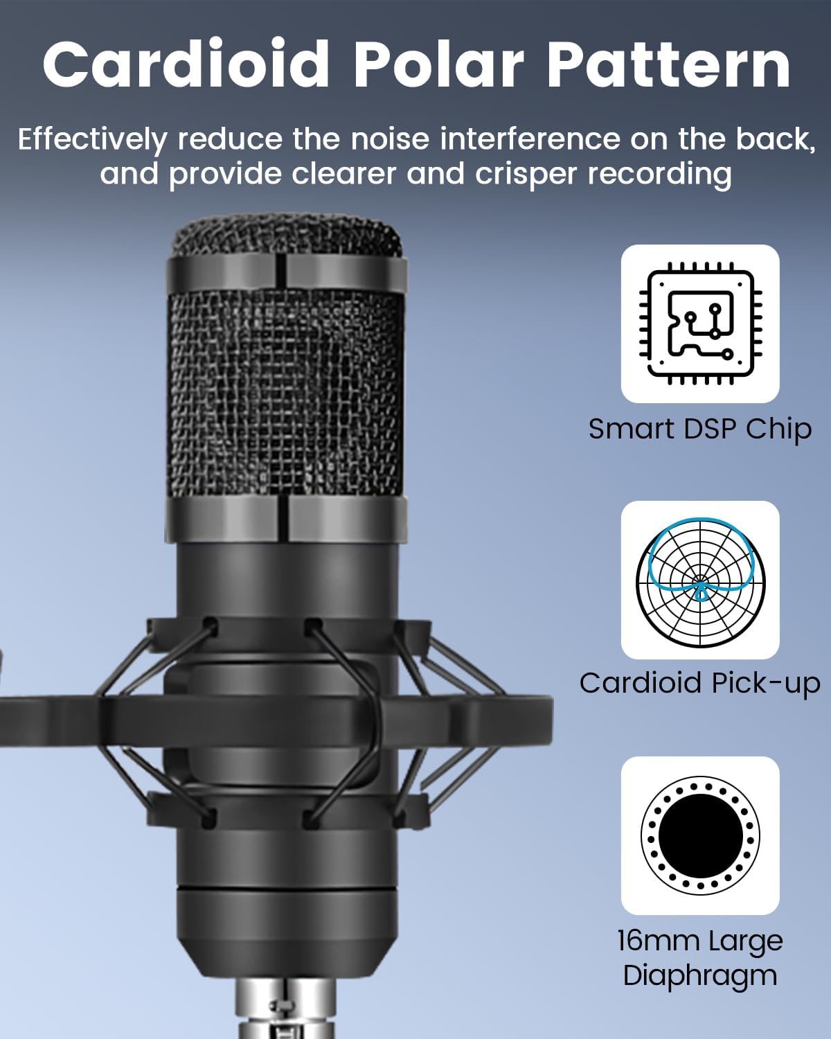 Podcast Equipment Bundle for 2, All-in-One Audio Interface with Studio Condenser Microphone Perfect for Podcasting, Recording, Singing, Streaming and Gaming, PC, Smartphone, YouTube, TikTok