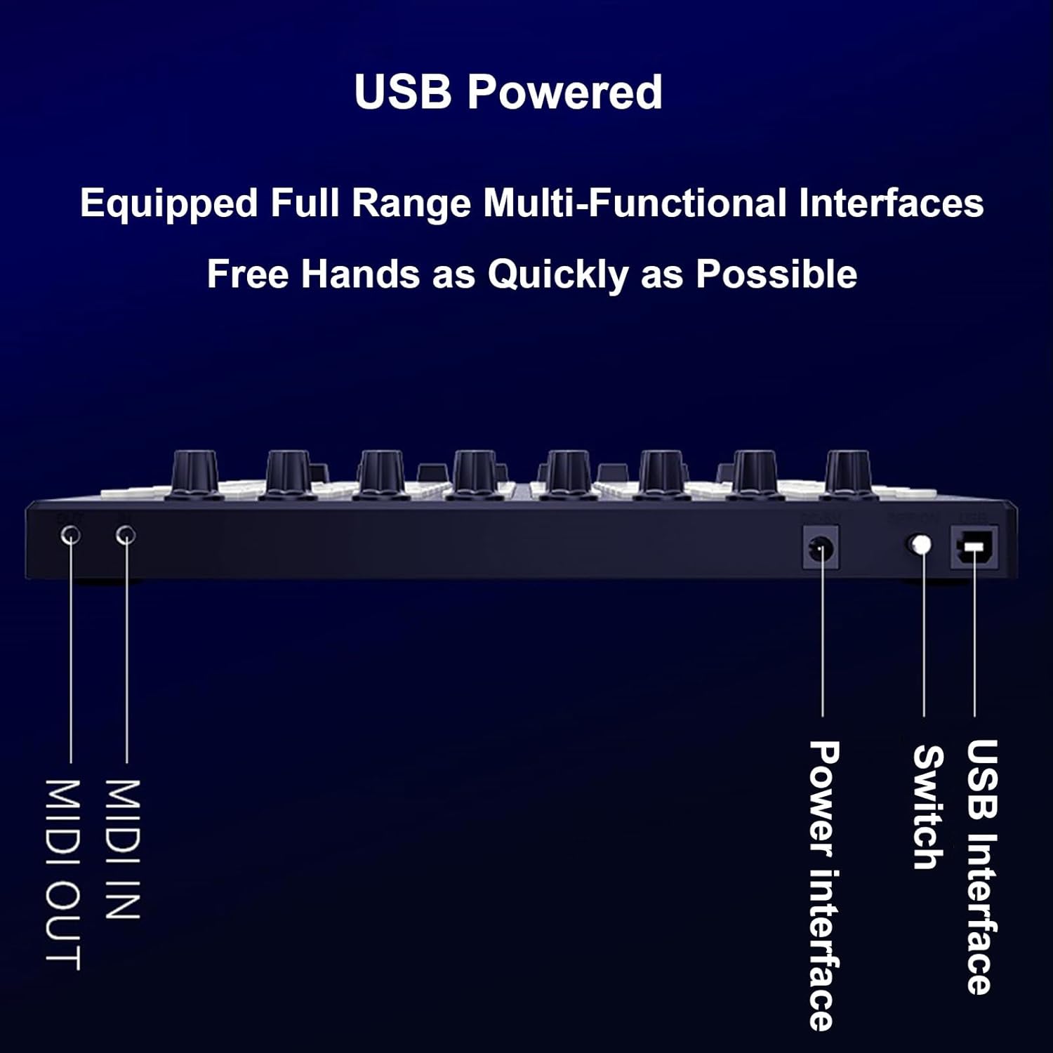 MIDI Pad Controller,64 RGB Backlight, 128 GM Sounds, 24 Function Buttons for Party and Stage Music Lovers,or Party Stage Live Performance