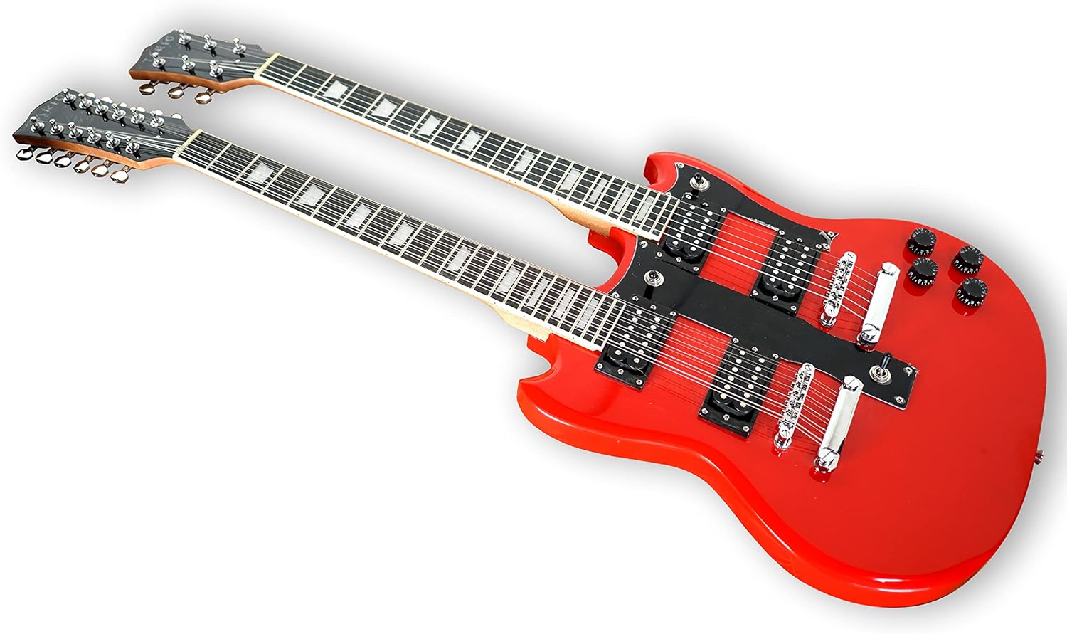 TARIO Double Neck Electric Guitar Double Head Electric Guitar 12 String & 6 String Mahogany Body Mahogany Neck