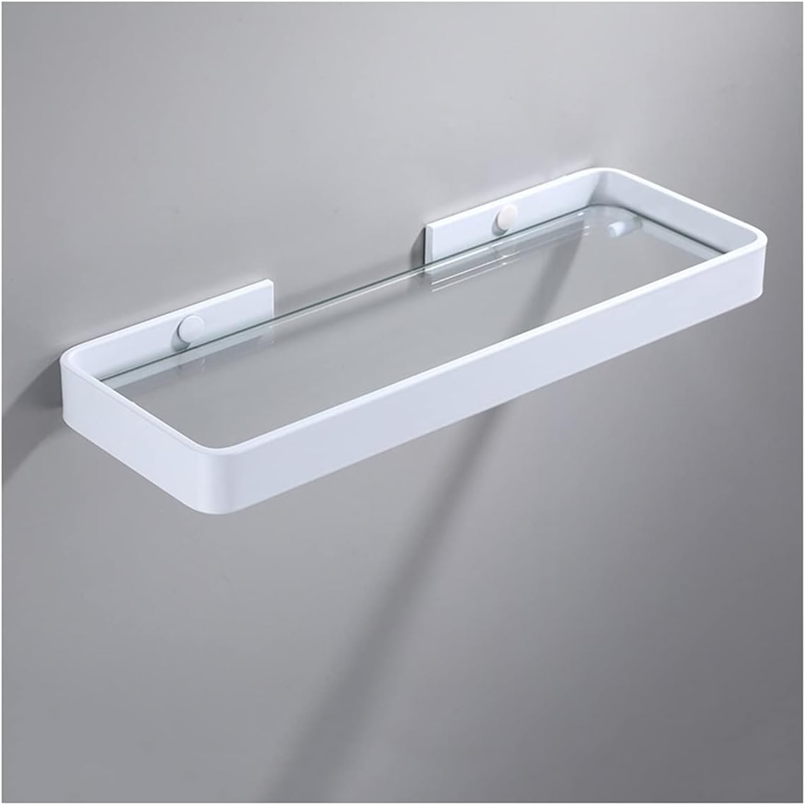 Shower Shelves 20cm/25cm/30cm/35cm/45cm Corner Glass Shelf, Square Bathroom Glass Shelves Bathing Accessories (Color : 35cm White)