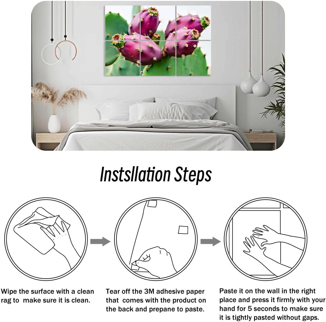 6 Pack Art Acoustic Panels Opuntia cactus fruits ripen Soundproof Wall Panels, 48