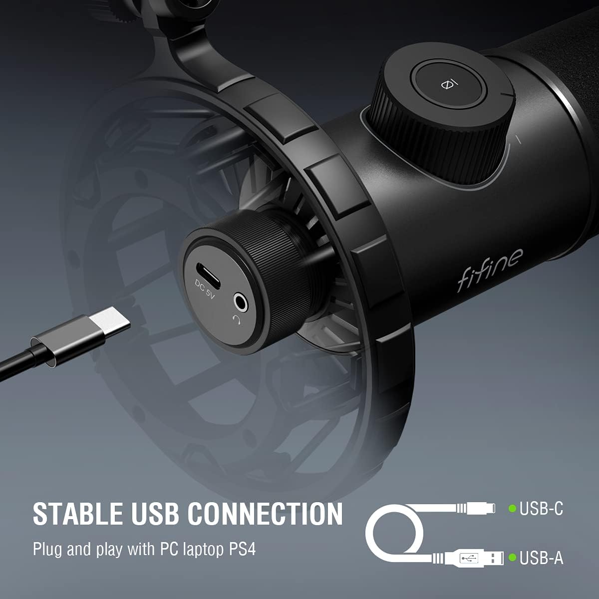 FIFINE USB Gaming Microphone, RGB Dynamic Mic for PC, with Tap-to-Mute Button, Plug & Play Cardioid Mic with Headphone Jack for Streaming, Podcast, Twitch, YouTube, Discord- K658