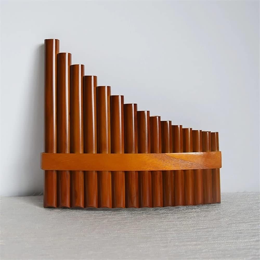 15 Pipes Brown Pan Flute with Bag, Chinese Traditional Musical Instrument Pan Pipes, Woodwind Instrument, for Beginners Learning Teaching (Size : G Key)