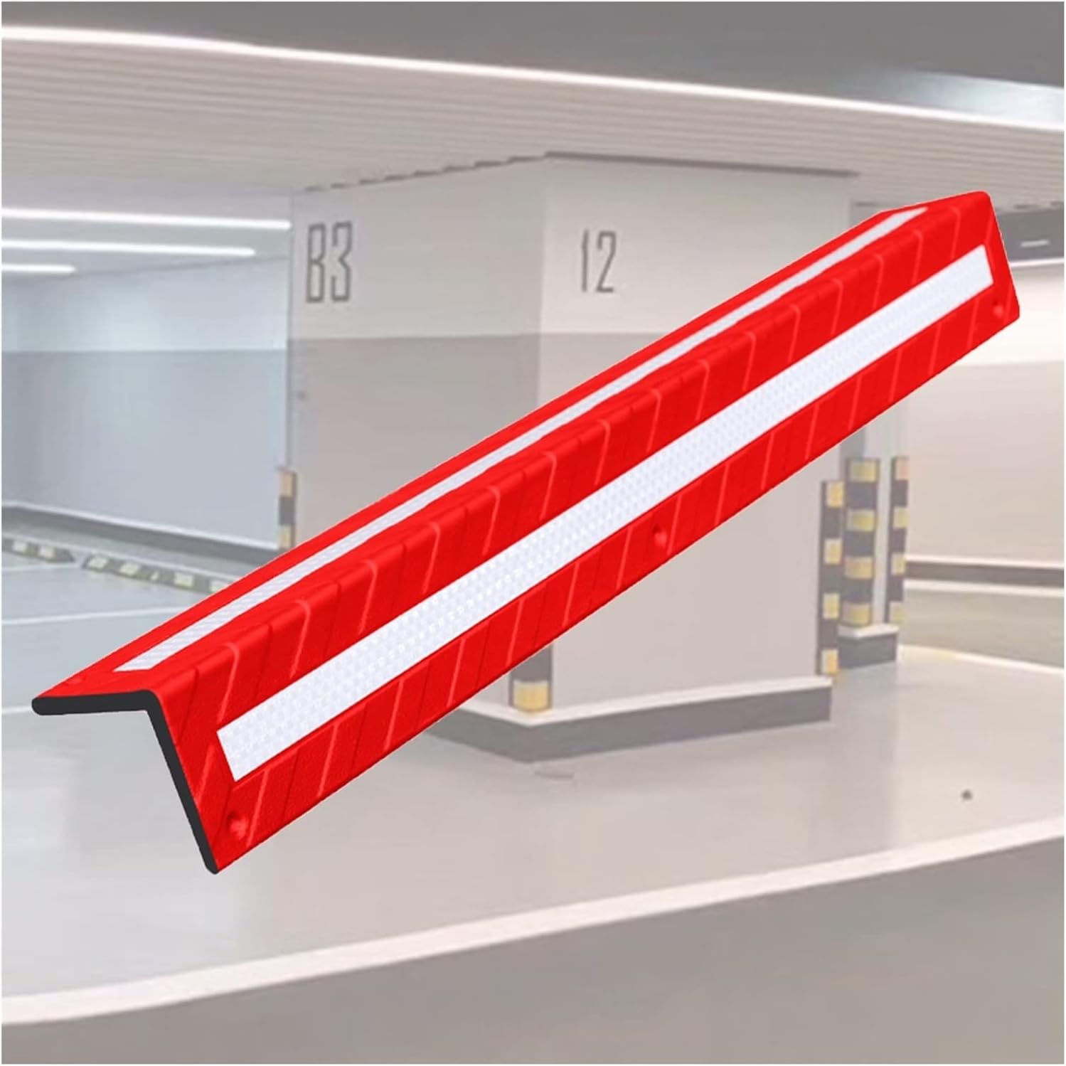 XPLKQXE Garage Wall Protection, Reflective Rubber Wall Corner Guard, Parking Garages Warehouses, Parking Protect Car Corner (Color : Red-1cm, Size : 20pcs)