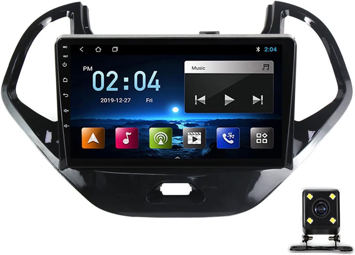 Double Din Car Stereo 9 Inch Car Audio Bluetooth Radio in-Dash Navigation Player for Ford Figo 2015-2018 Sat GPS Nav with Backup Camera/Carplay/4G/Wifi/SWC/FM