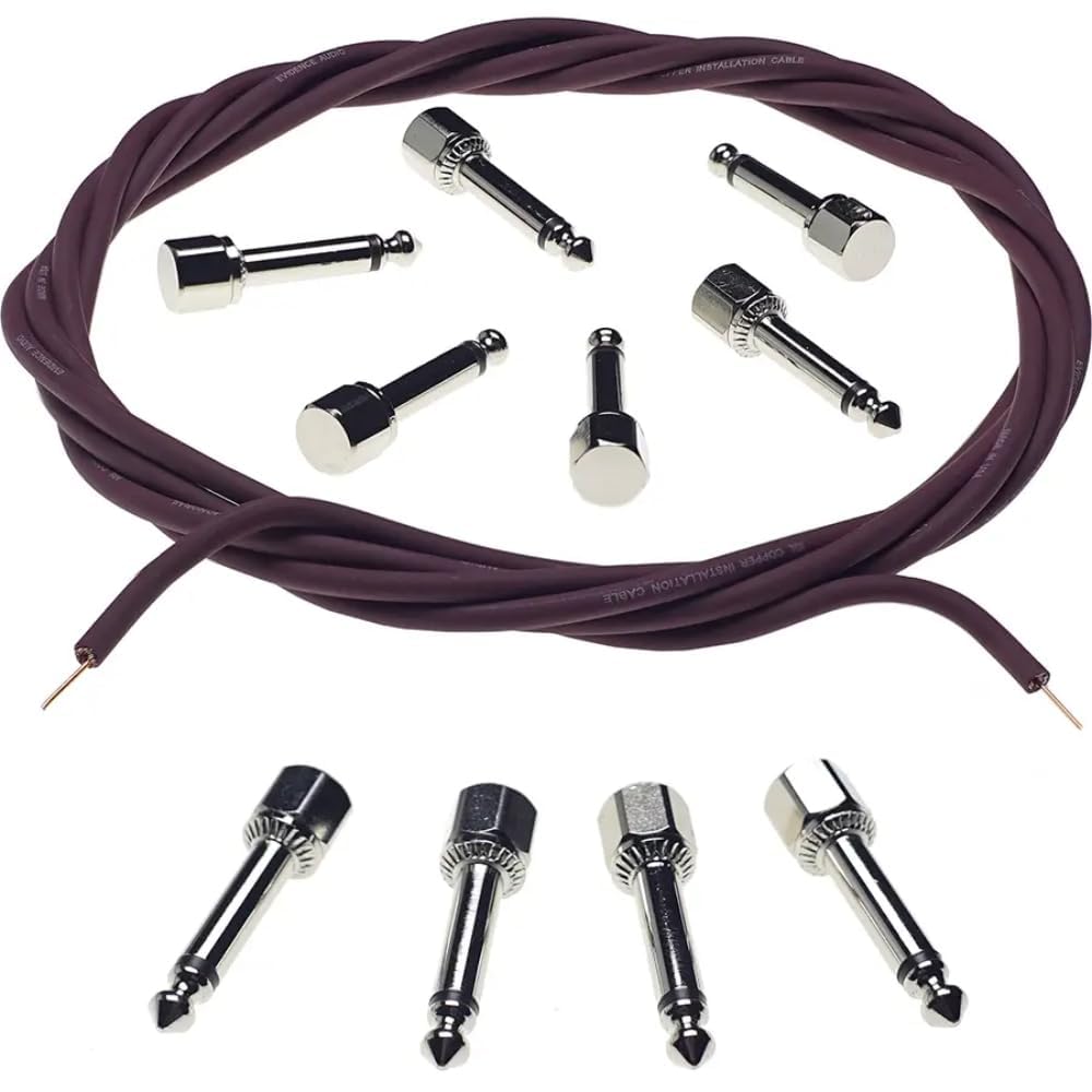 Evidence Audio Monorail SIS DIY Solderless Guitar Patch Cable Kit -10 Angled SIS Plugs and 10 feet Burgundy Cable