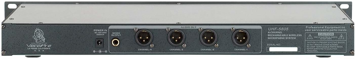 VOCOPRO UHF580510 Professional Rechargeable 4-Channel UHF Wireless Microphone System