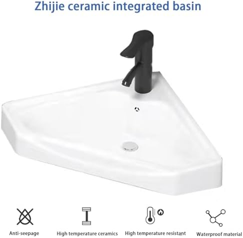 Freestanding Multi-Layer Kitchen Floor Cupboard，Corner Bathroom Sink Cabinet with Wall-Mount Ceramic Sink and Mirror, Space-Saving Storage Solution for Easy Installation in Bathroom and Kitc