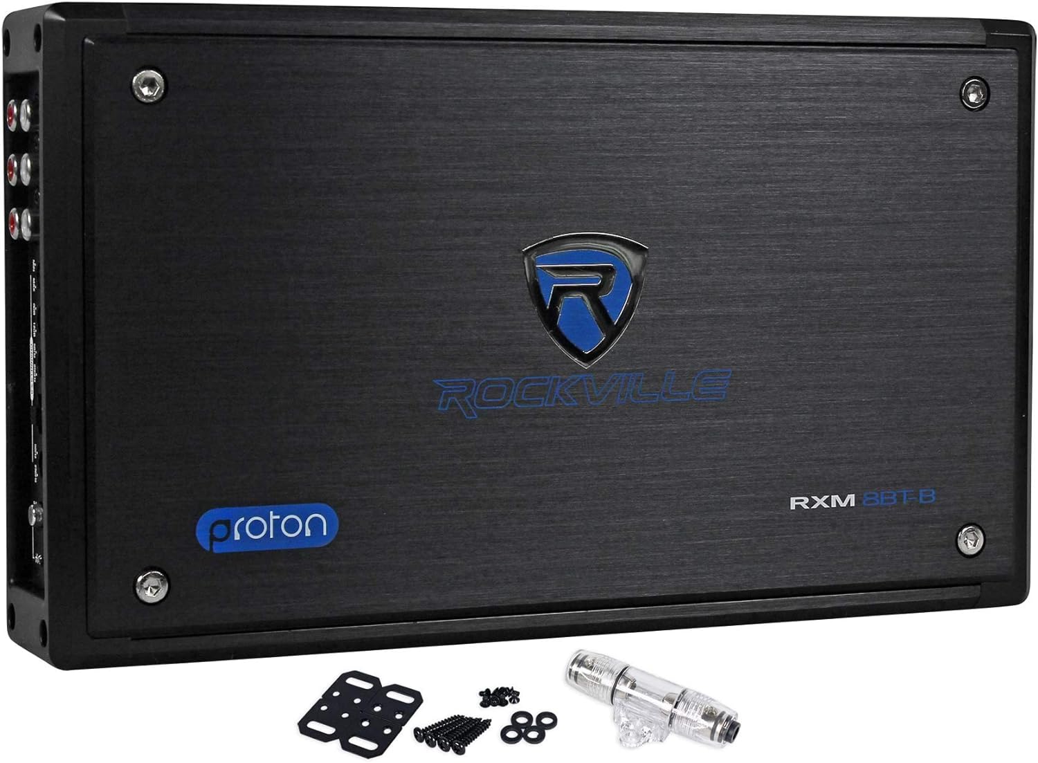 Rockville RXM8BTB 1500W Peak/750W RMS 8-Channel Marine Amplifier, Bluetooth, Class D, Compact, Saltwater Resistant for Boats and Marine Audio Systems