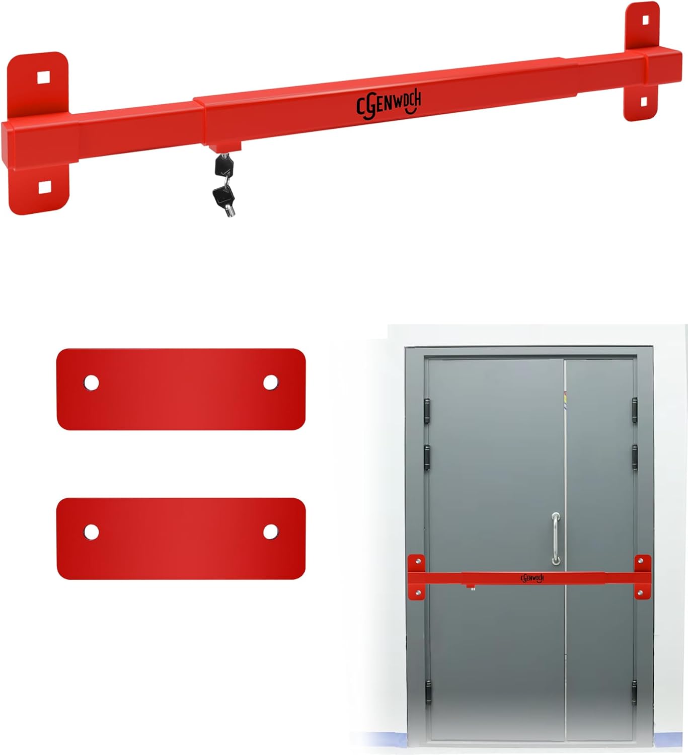 Adjustable Door Security Lock Bar, Commercial Shed Outswing Door Security Bar Fit for 32