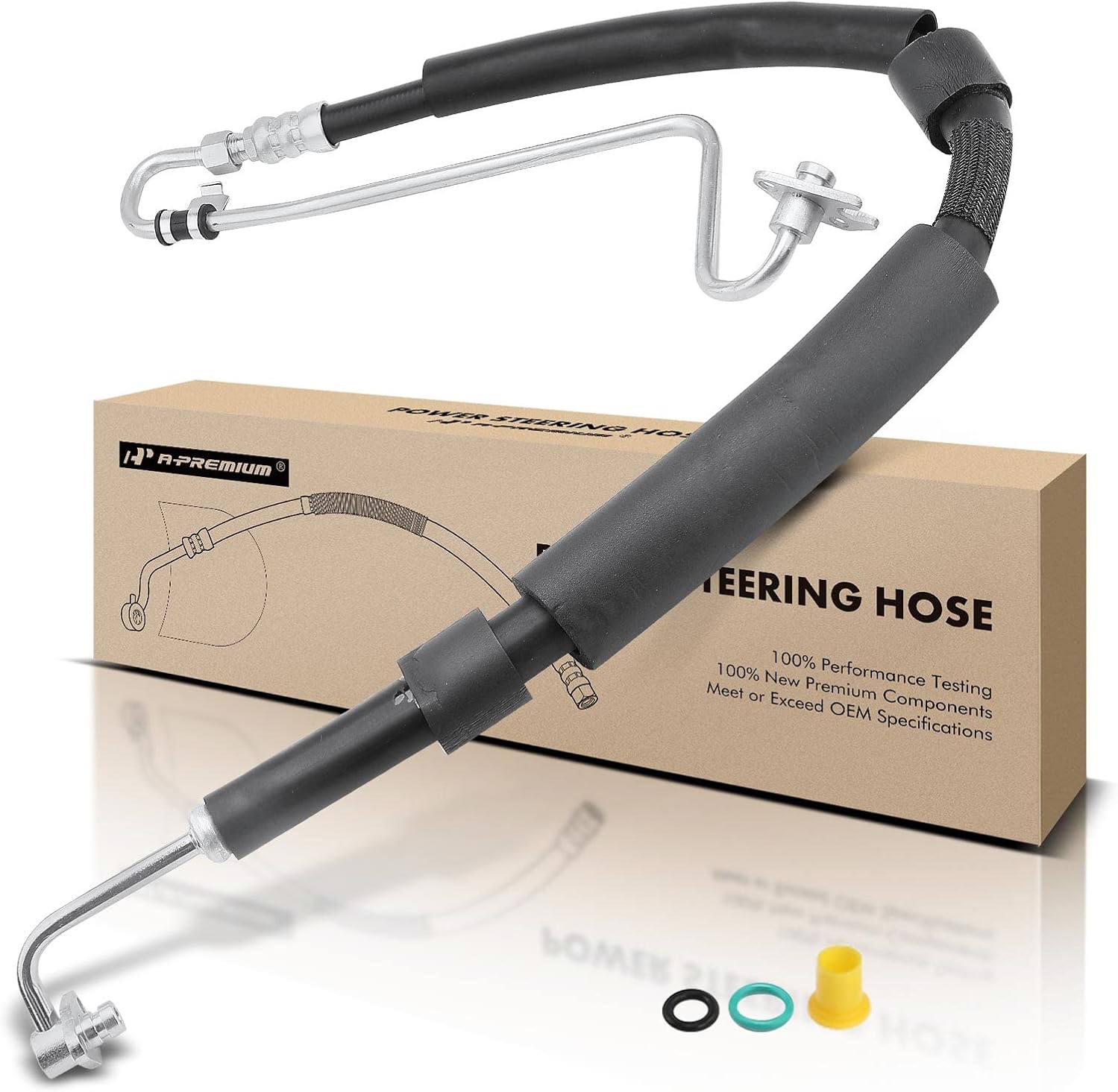 A-Premium Power Steering Pressure Hose Line Assembly Compatible with Audi A4 2009-2012, A4 Quattro 2009-2010, A5 Quattro 2010, L4 2.0L, with O-ring & Washer, Pump To Rack