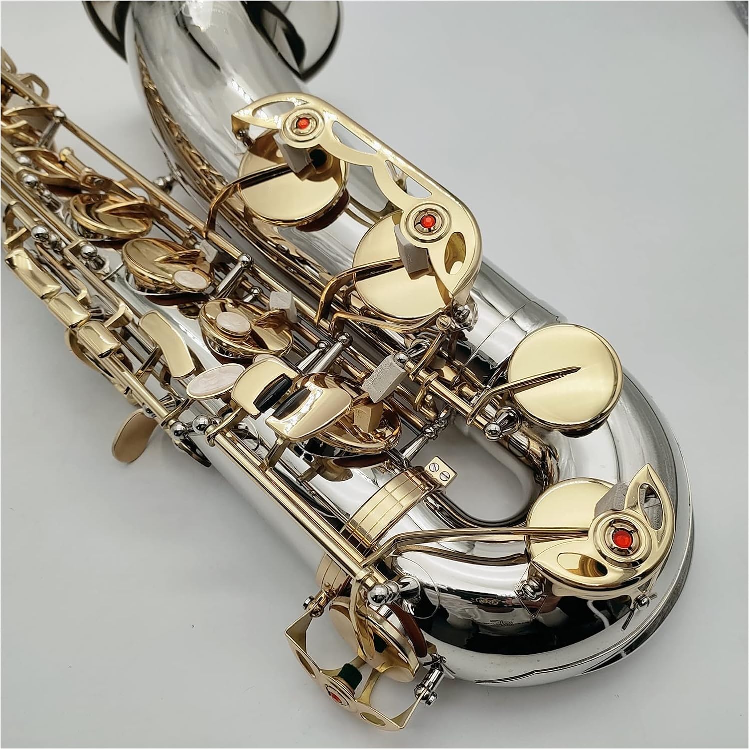 Sax Beginners Kit Nickel Plated Gold Keys Tenor Saxophone Bb Tune Woodwind Instrument with Case Mouthpiece Wind Instrument (Color : Light Grey)