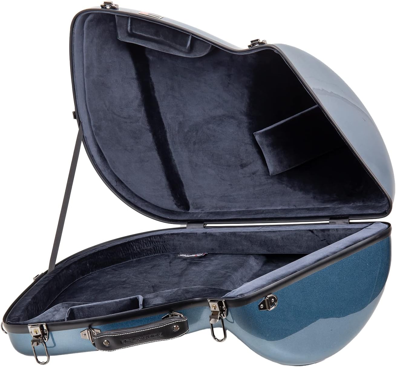 Crossrock French Horn Case, Fiberglass Hardshell Bell Undetachable Hard Case With Backpack Straps(CRF1000FHUBL)