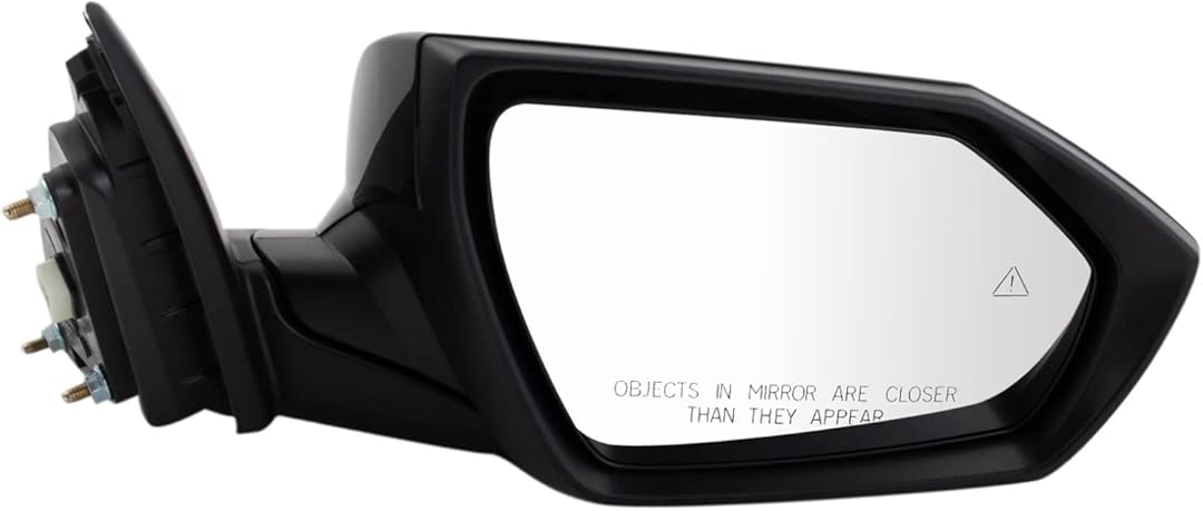 TRQ Passenger Side Mirror Assembly Power Heated Blind Spot Smooth Black Paint to Match Compatible with 2021-2023 Hyundai Elantra US or Korean Built Models