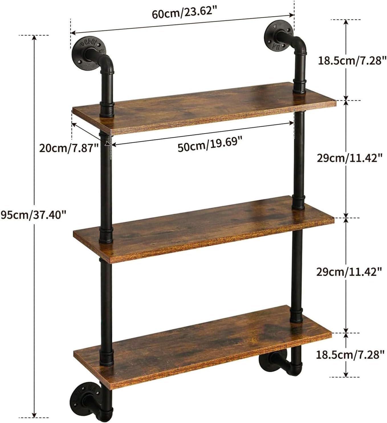 Storage Rack Floating Shelves,Multi-Layer Design Smooth Edge Easy Assembly Rustic Wood Wall Shelves Organizer for Bedroom Living Room Bathroom Kitchen Corner Study Room Triple Layer