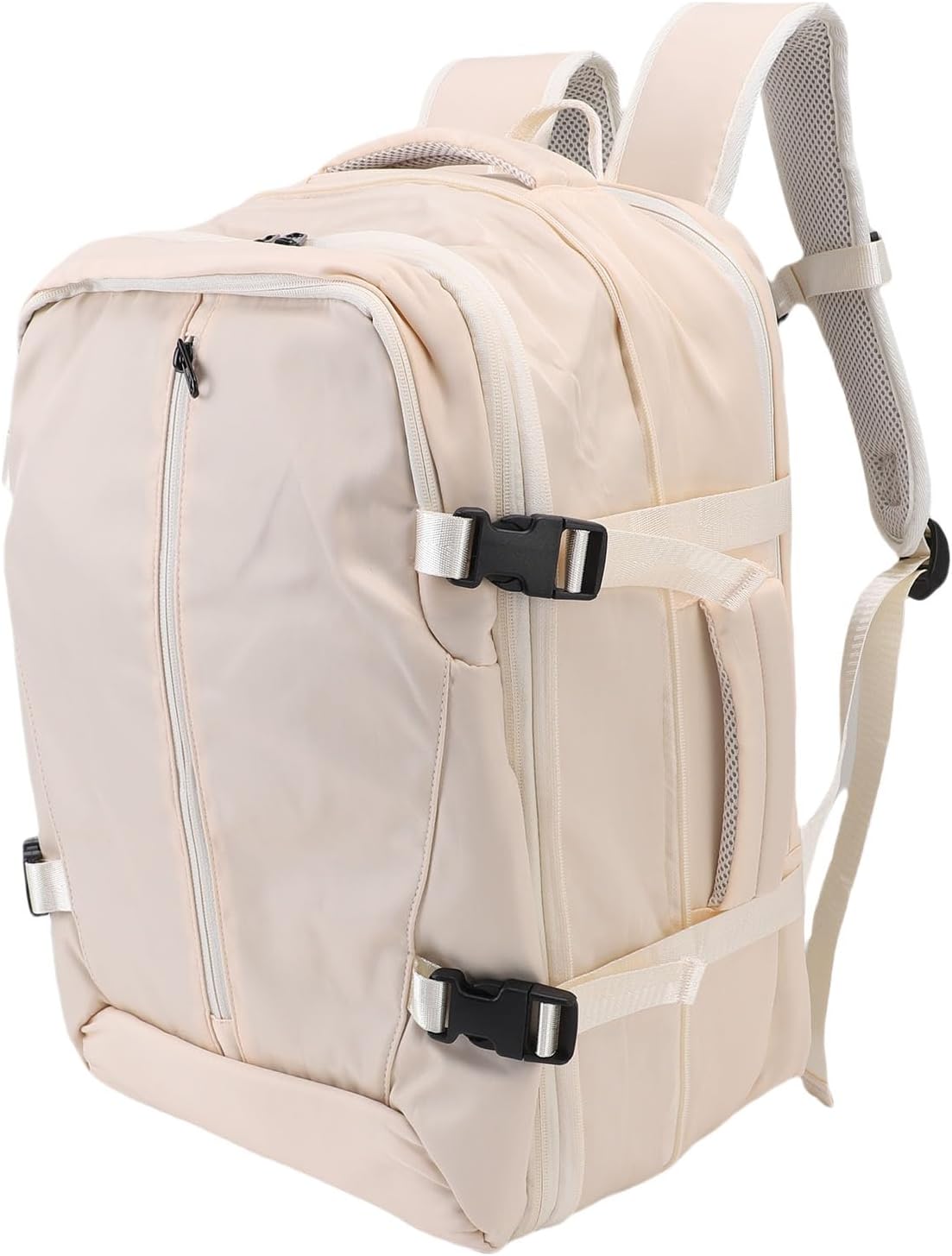 Zunate Vacuum Backpack Travel with Pump, 55L Expandable Vacuum Backpack with Air Compression System, Water Proof Carry On Bag with Anti Theft Zipper Pocket for 17.3 inch Laptop (Beige)