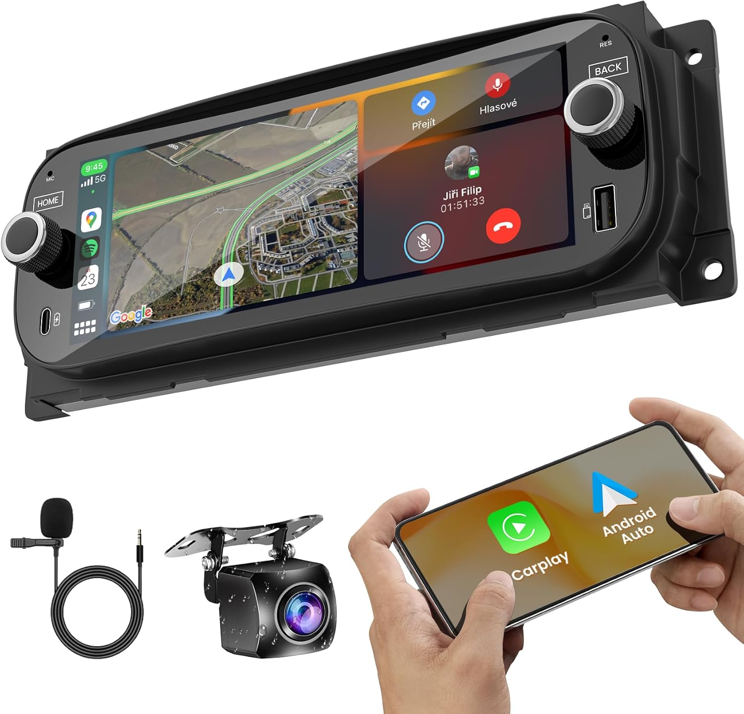 [4+64G] Android 13 Car Radio for Dodge RAM 1500/2500/3500 2002 2003 2004 2005 2006 with Quick Charging, 6.8 Inch QLED Touch Screen Support Wireless Carplay&Android Auto, GPS, WiFi, FM Radio