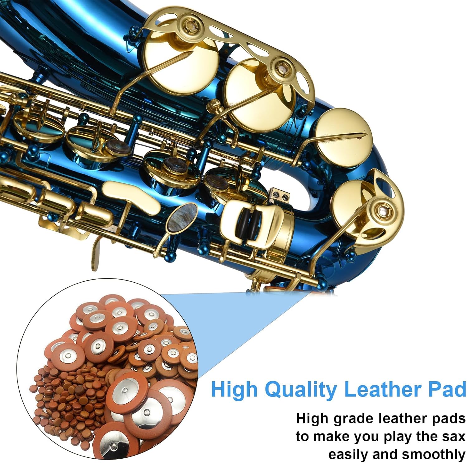 Alto Saxophone Eb E-Flat for Students Beginner - Full Starter Kit with Carrying Case, Mouthpiece, Neck Strap, Case Strap, Cleaning Cloth & Rod, Brush, Gloves