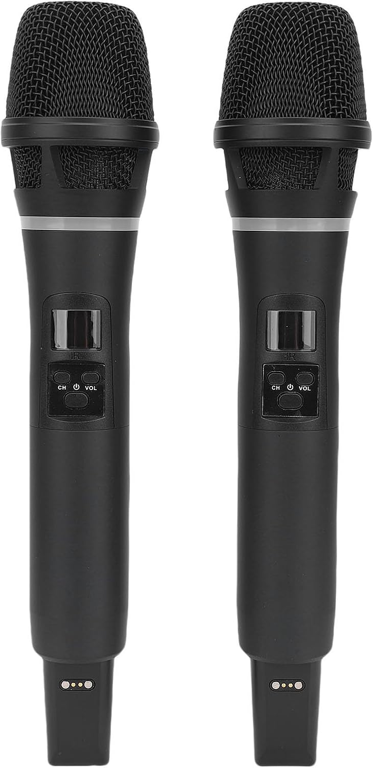 Wireless Microphones, Dual Handheld Cordless Mic System with Rechargeable Receiver, Karaoke Microphone Set for Singing, Karaoke, Wedding, DJ, Party, Speech,Church,Class Use
