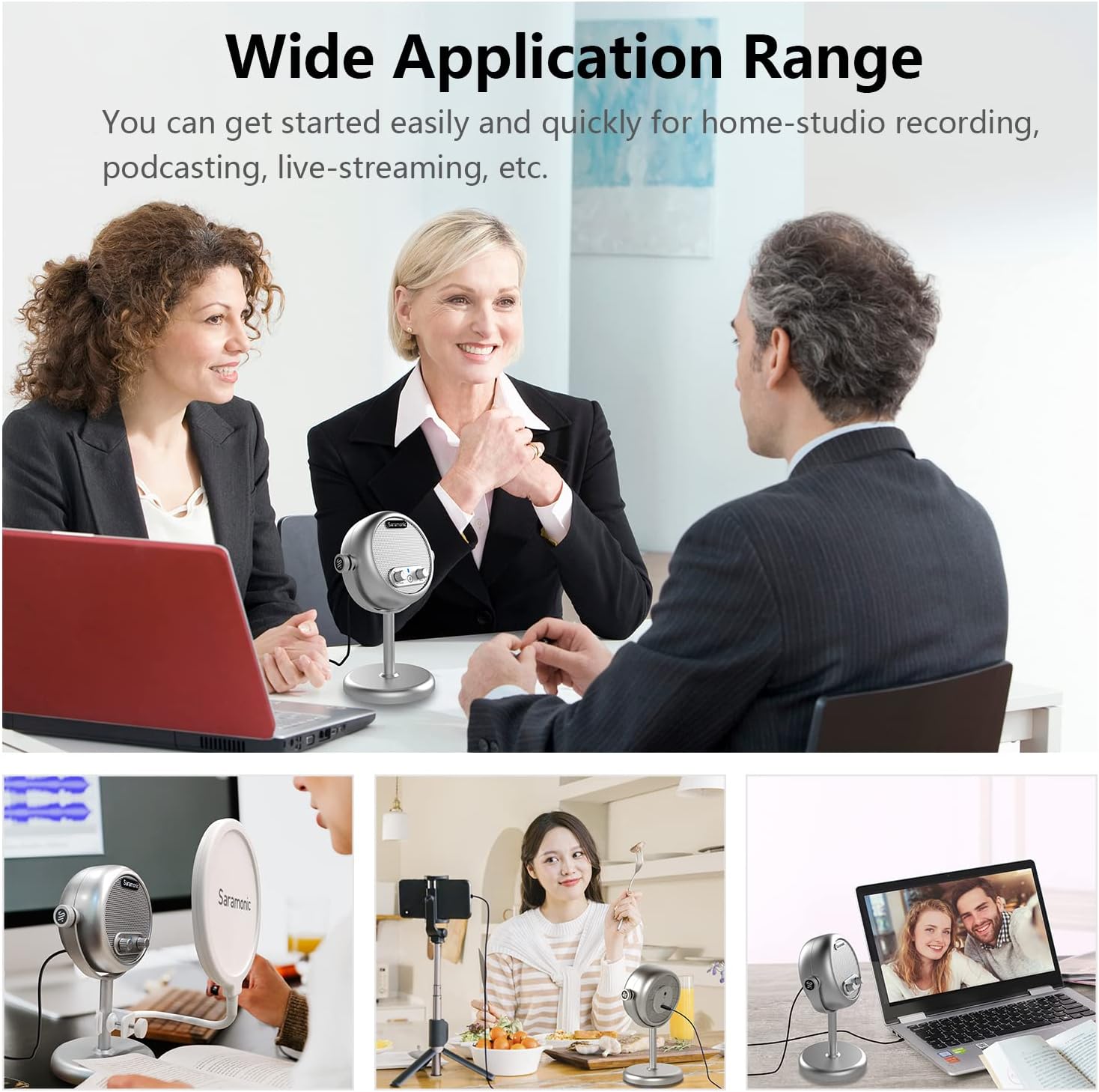 Saramonic XMIC Z4 USB Condenser Microphone with Pop Filter & Thread Adapter for PC, Mac, Gaming, Recording, Streaming, Podcasting, Studio Computer Mic with Noise Cancelling, 2 Pickup Patterns