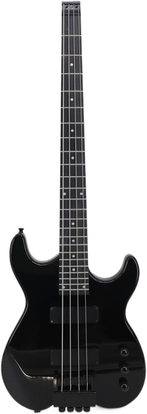 4-String Active Pickup Electric Bass Guitar Headless Design Black Finish