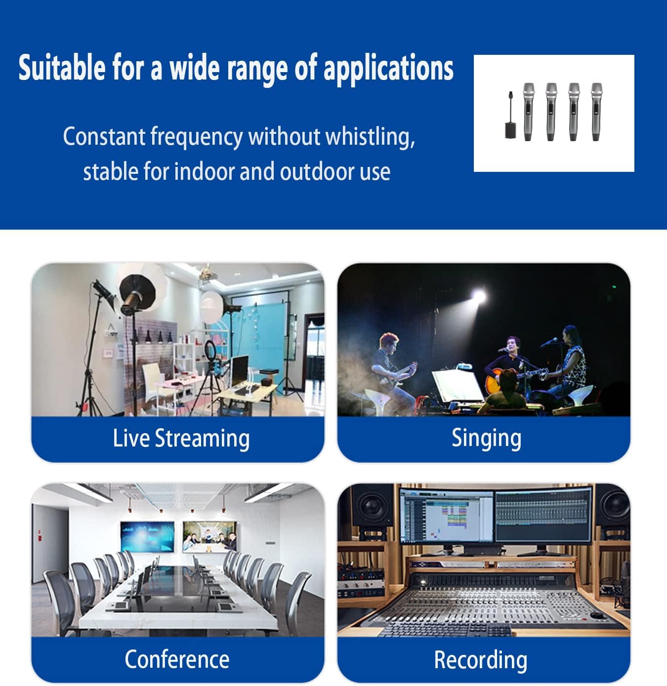Multi-Person Singing Wireless Handheld Microphone and System,UHF Anti-Interference,Intelligent Noise Reduction,Echo Cancellation