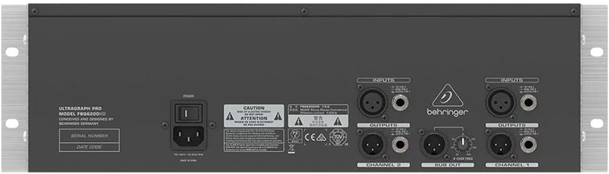 Behringer ULTRAGRAPH PRO FBQ6200HD HD Dual Channel 31-Band Stereo Graphic Equalizer with FBQ Feedback Detection System, Limiters and Pink-Noise Generator - with 2X 15' 8mm XLR Microphone Cable