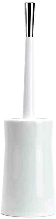 Toilet Brush Simple Glossy Ceramic Toilet Brush Round PVC Brush Head Ceramic Base Plastic Handle Deep Cleaning