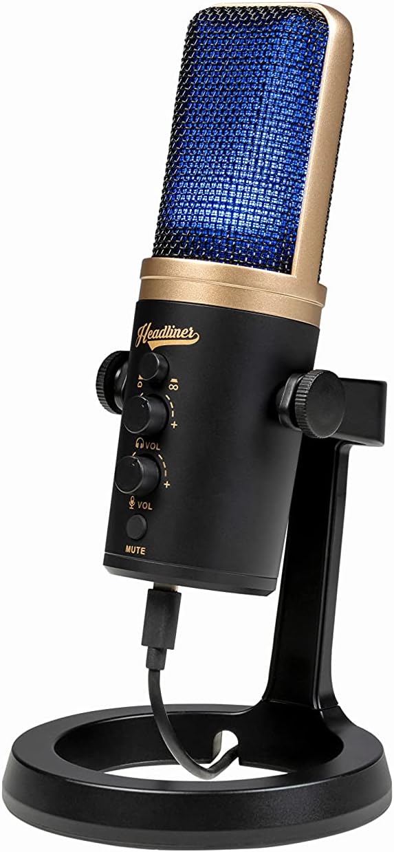 Headliner Roxy Stereo USB mic with Dual Condenser Capsules for Mac, PC, iOS, Android, Gaming, Recording, Streaming and Podcasting