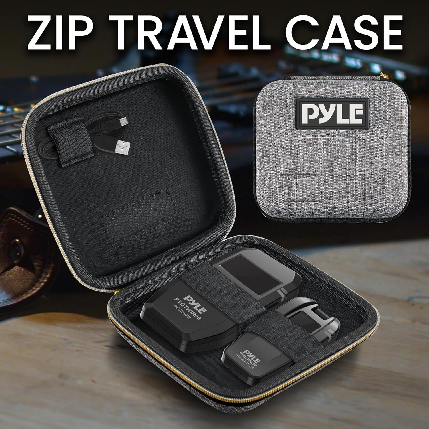 Pyle Wireless Guitar System, 5.8GHz Wireless Guitar Transmitter Receiver for Guitars Bass Violin with Ultra-Low Latency Response Lossless Transmission, Zero Background Noise, Up to 4 Channels