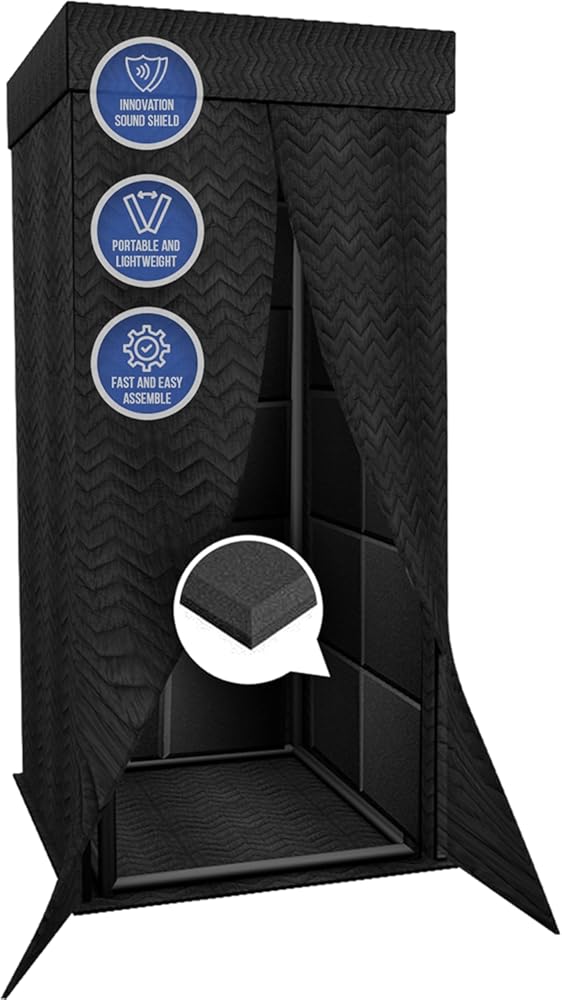 Arrowzoom 1 Sound Absorbing Studio Recording Isolation Booth Kit with 20pcs Flat Bevel Acoustic Foam Portable 360 deg Surround Music Insulator Podcast Noise Reduction Compact Soundproof Black AZ1250